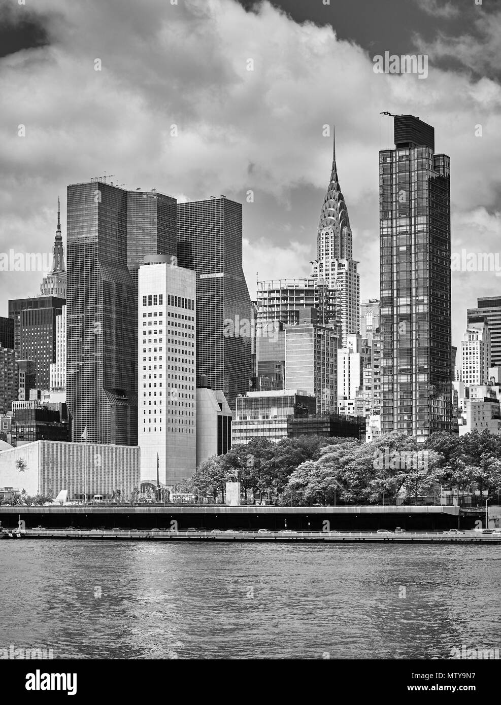La Ciudad de Nueva York, vista desde el Roosevelt Island, EE.UU. Foto de stock
