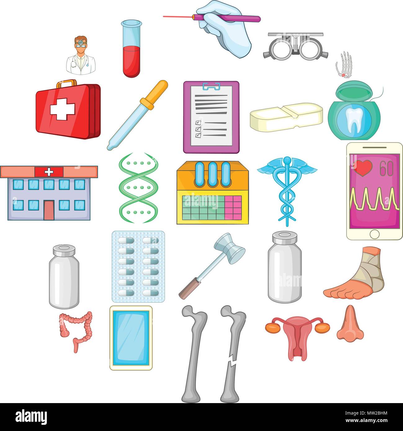 Iconos de hospital, estilo de dibujos animados Imagen Vector de stock -  Alamy