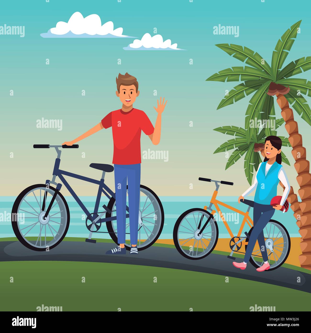 La gente andando en bicicleta Imagen Vector de stock - Alamy