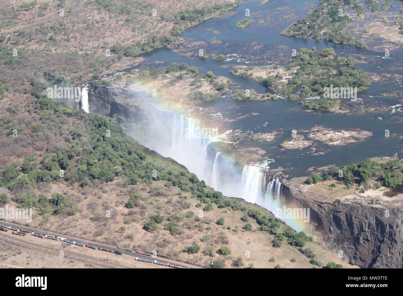 Cascada de Victoria Falls tomas aéreas desde un helicóptero Foto de stock
