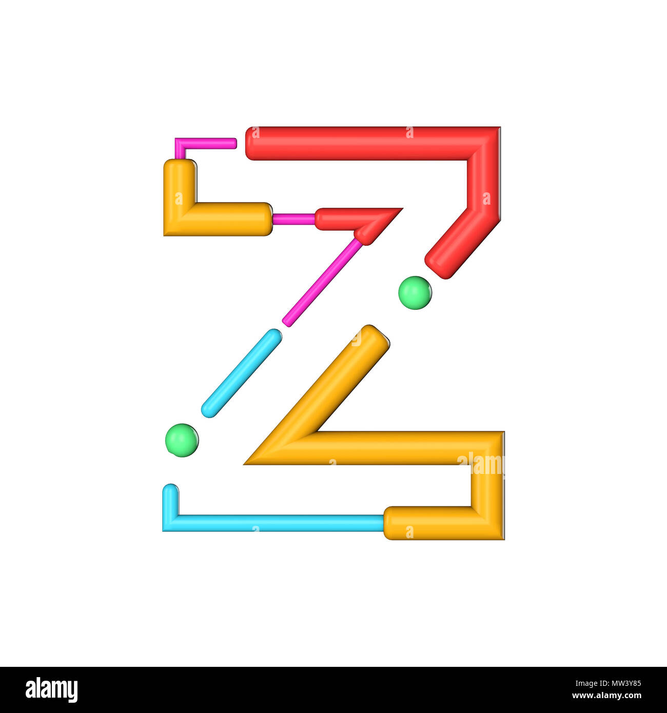 Letra Z Moderno Abstracto Alfabeto Font Color Line 3d