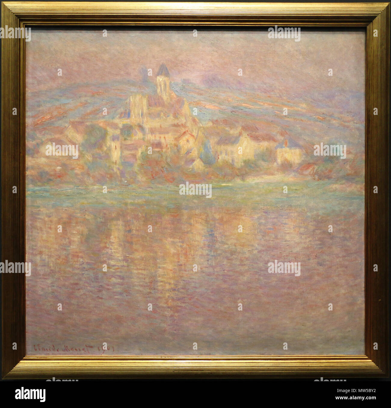 132 Claude Monet, vétheuil, sole al tramonto, 1900 ca Foto de stock