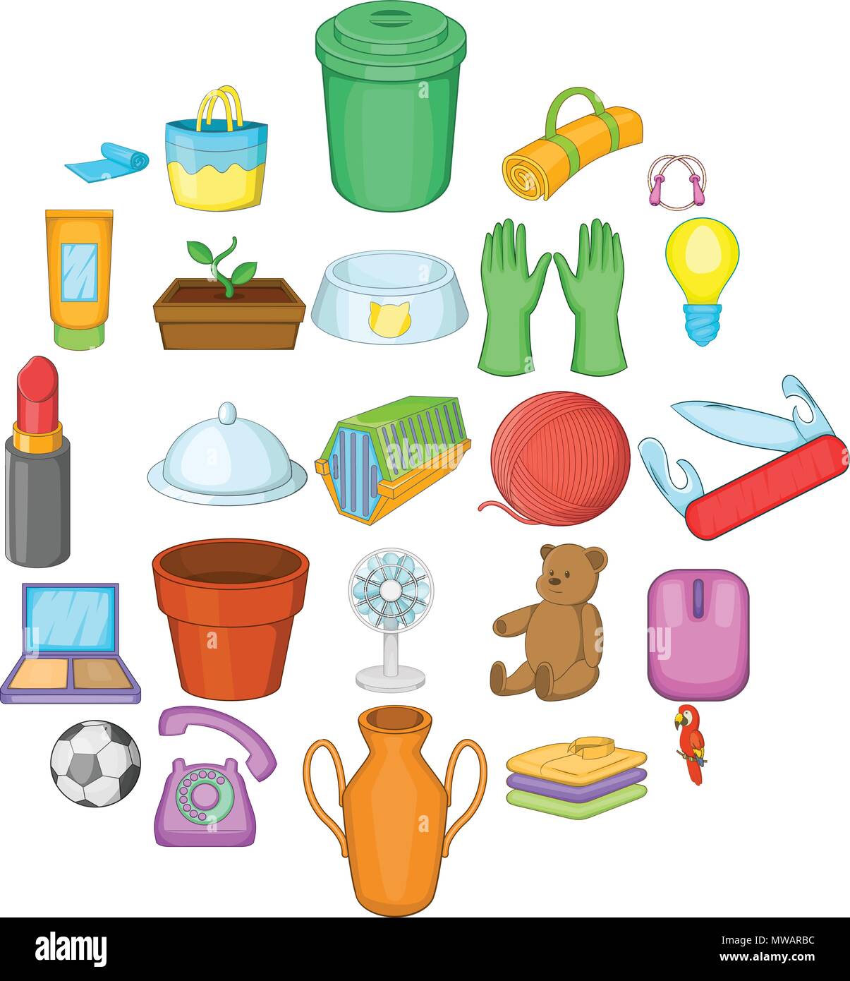 Los iconos de las cosas de la casa, estilo de dibujos animados Imagen  Vector de stock - Alamy