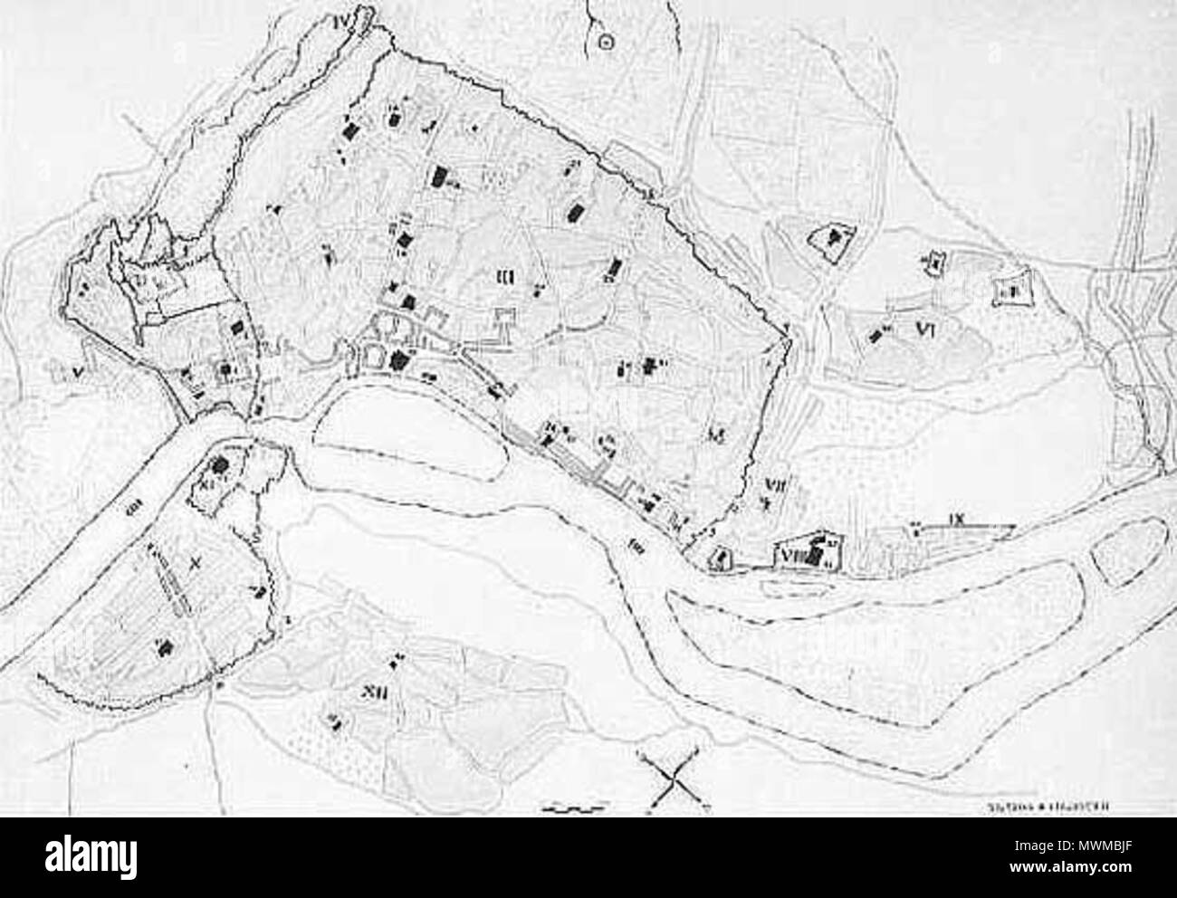 . Plan de Tbilisi, a finales del siglo xviii oficial ruso . 17??. Unknown 488 Plan de Tbilisi. Siglo XVIII Foto de stock