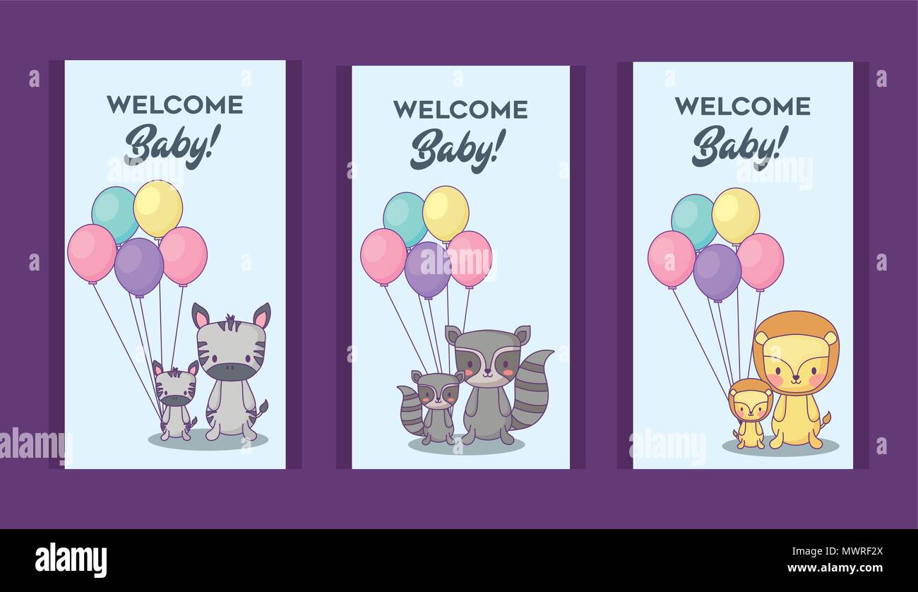 Conjunto De Iconos De Invitaciones Para Baby Shower Con Animalitos Conjunto De Iconos De Invitaciones Para Baby Shower Con Animalitos