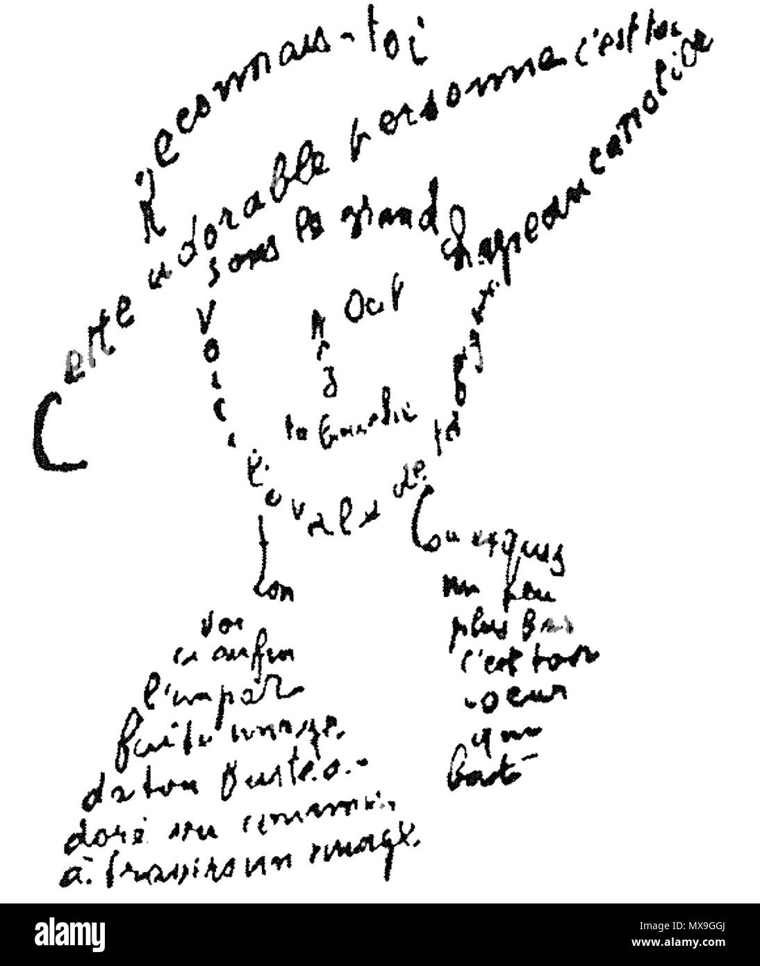 257 Guillaume Apollinaire Calligramme Poème du 9 février 1915 toi Reconnais Foto & Imagen