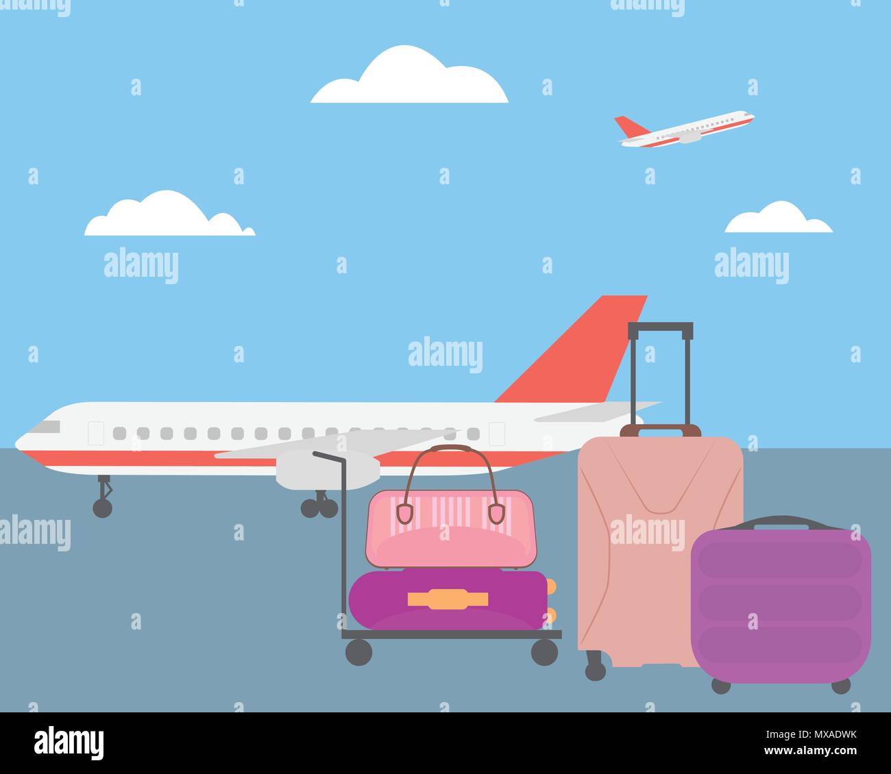 Dise o Ilustraci n Plana De Equipaje En El Aeropuerto Con Los Aviones