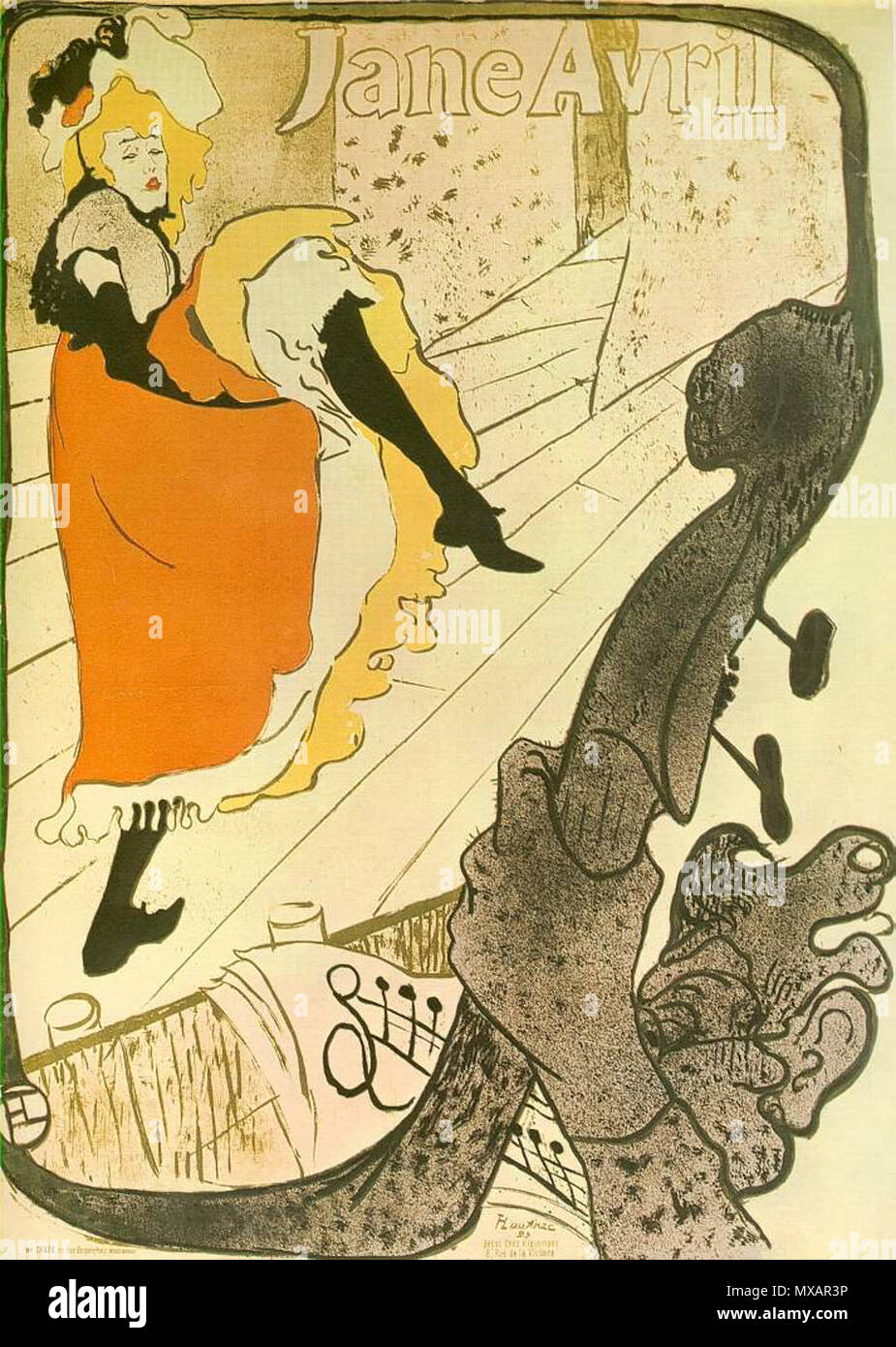 . Inglés: Jane Avril en El Jardin de Paris (poster) . 1893. Henri de Toulouse-Lautrec Jane Avril 310 por Toulouse-Lautrec Foto de stock