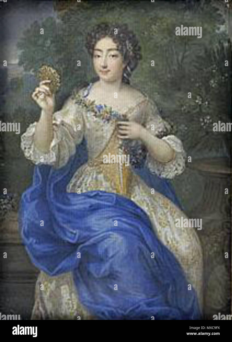 . Inglés: María Ana Victoria de Baviera, Delfina de Francia, en miniatura . Siglo xvii 398 Marie Anne Victoire, Delfina de Francia, anonyme miniatura Foto de stock