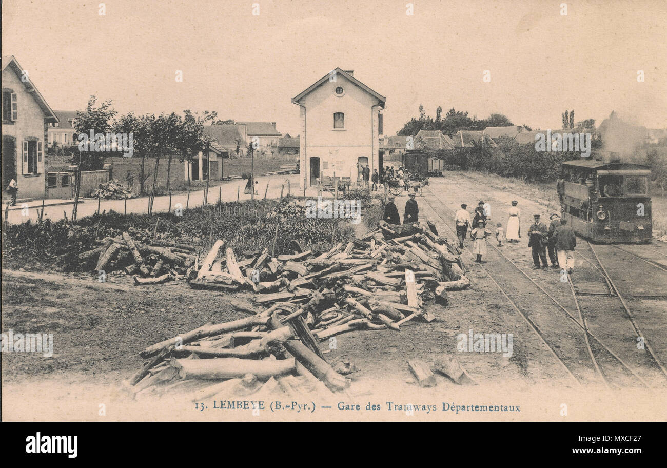 . Español: Antigua estacion de tranvias en Lembeye, Francia . El 1 de enero de 1910. 367 - Tranvias Lembeye desconocido Foto de stock