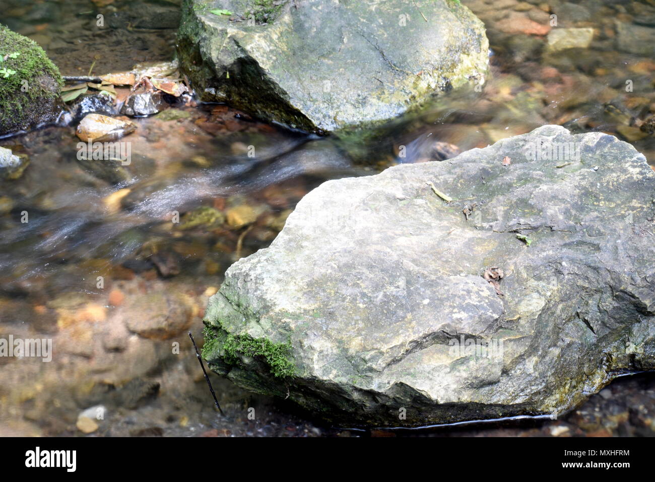 Una roca en el agua. Foto de stock