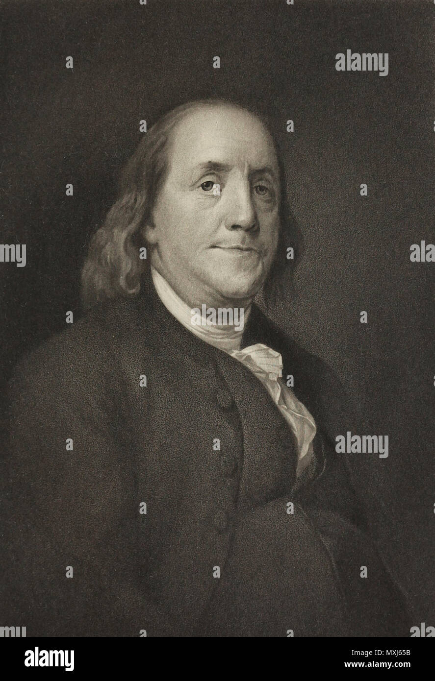 Benjamin Franklin, circa 1770 Foto de stock
