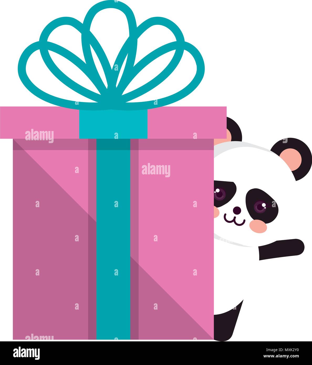 Caja de regalo con oso panda kawaii fiesta de cumpleaños Imagen Vector de  stock - Alamy
