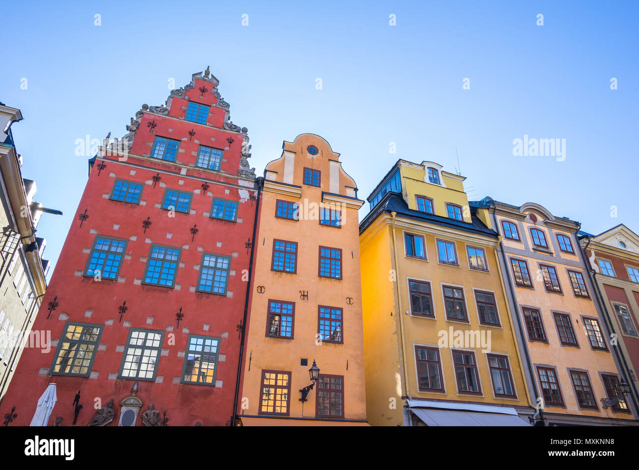 El Gamla Stan Old Town en la ciudad de Estocolmo, Suecia. Foto de stock