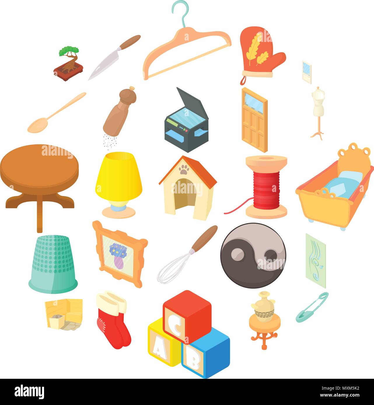 Casas cosas, iconos de estilo de dibujos animados Imagen Vector de stock -  Alamy