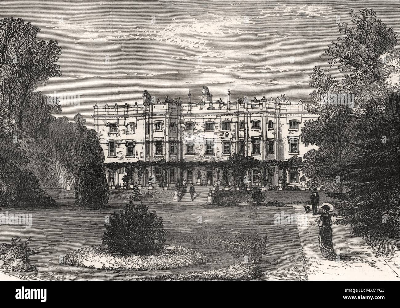 Hughenden Manor House, el asiento de Lord Beaconsfield. Buckinghamshire 1877. El Illustrated London News Foto de stock