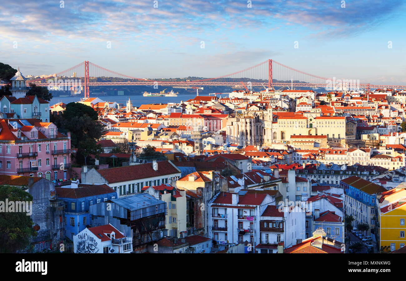 Horizonte de Lisboa, Portugal Foto de stock