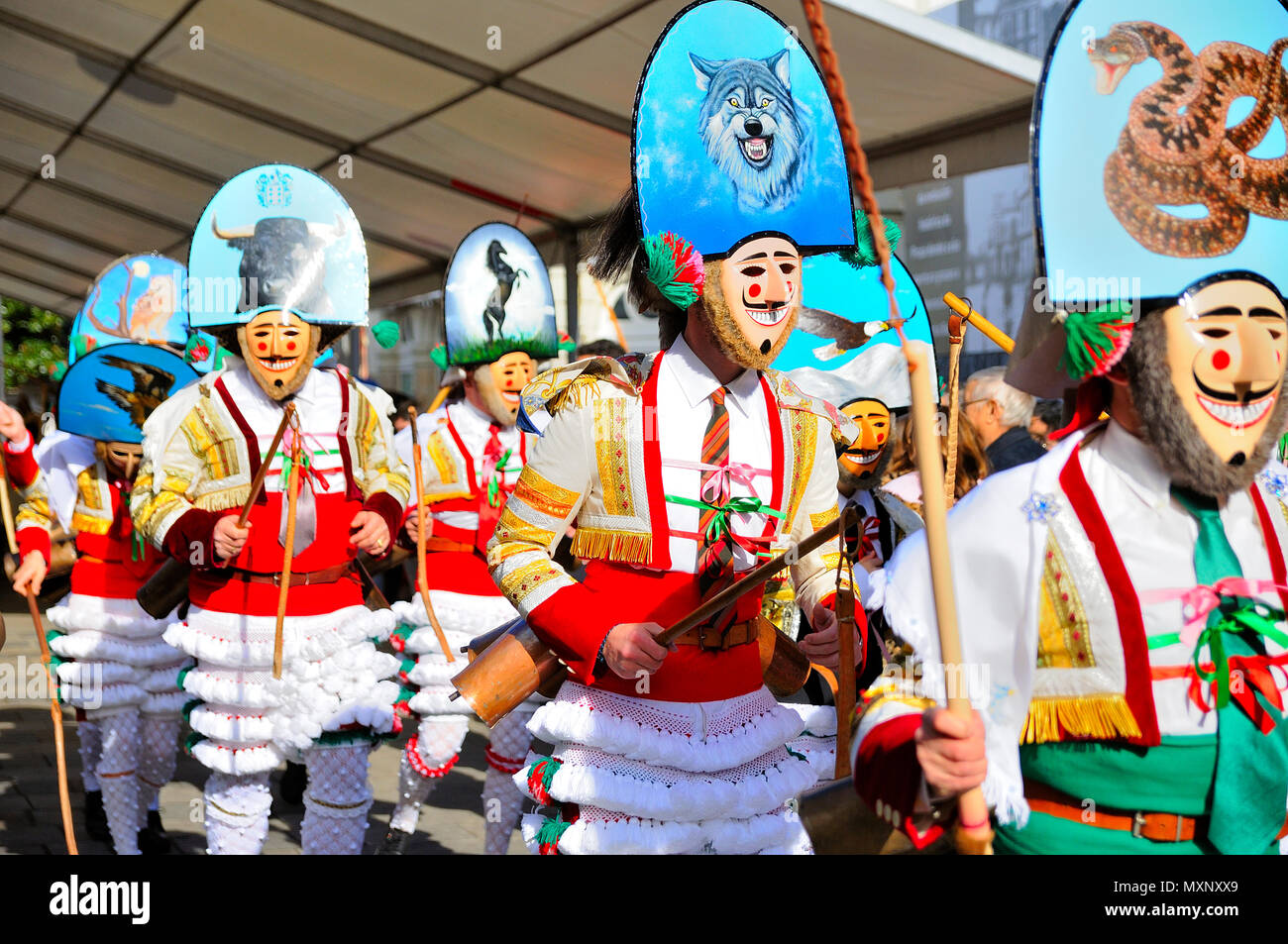 Verín-España,4-Febrero-2018, el carnaval de Verín, Galicia, España es una de las más antiguas en el mundo Foto de stock