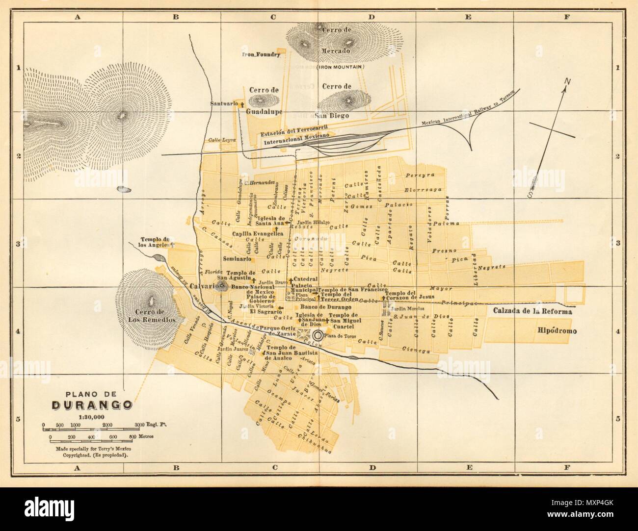 Plano de Victoria de Durango, México. Mapa de la ciudad. Ciudad/Localidad plan 1935 Fotografía Plano de Victoria de Durango, México. Mapa de la ciudad. Ciudad/Localidad plan 1935 Fotografía