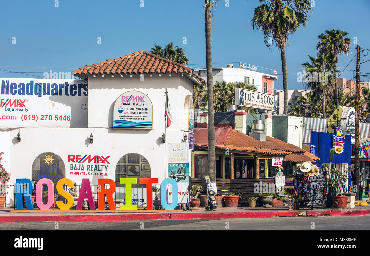 El signo de Rosarito en Baja California, México Fotografía de stock Alamy