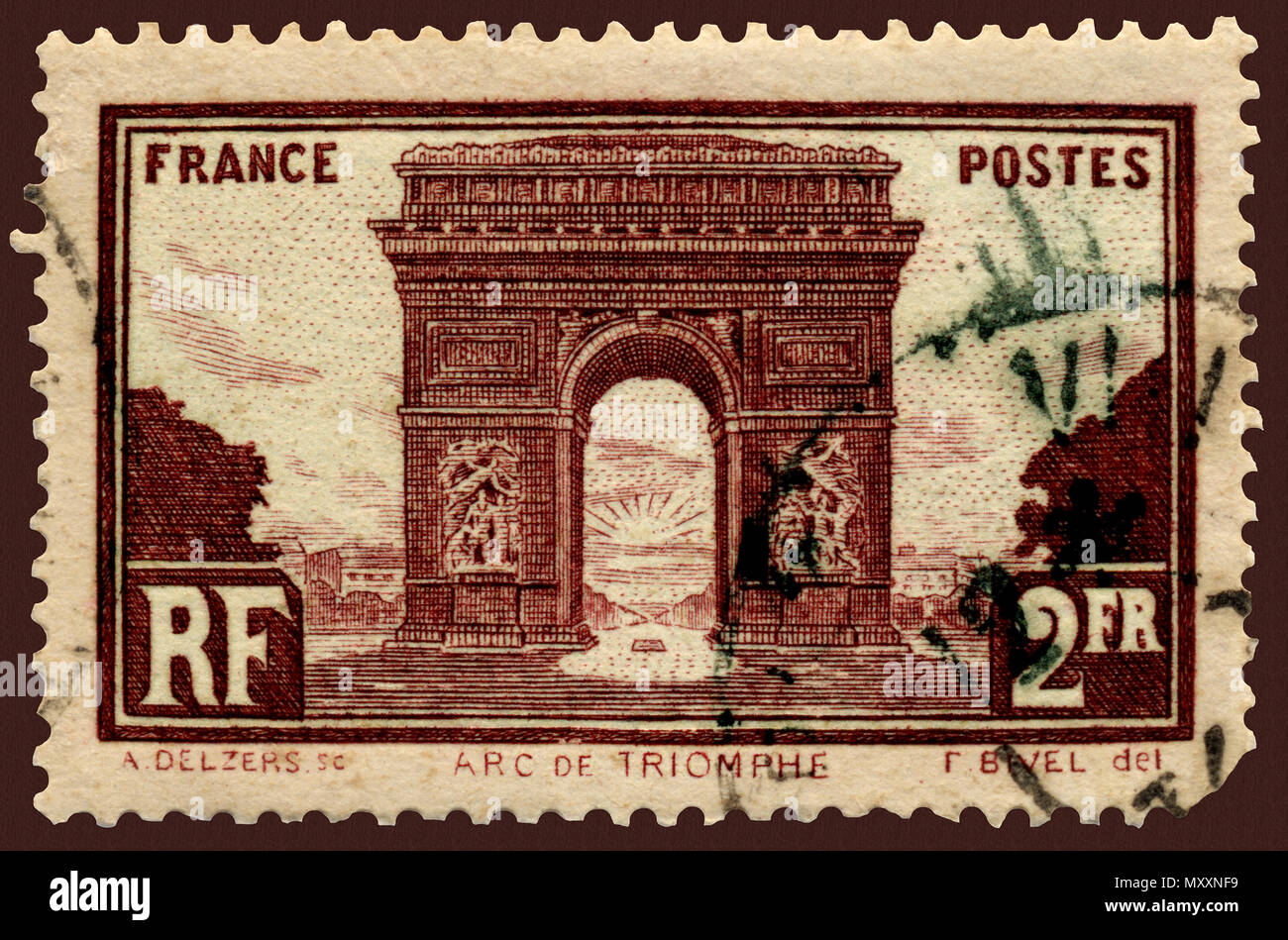 Arc de Triomphe sello francés Foto de stock