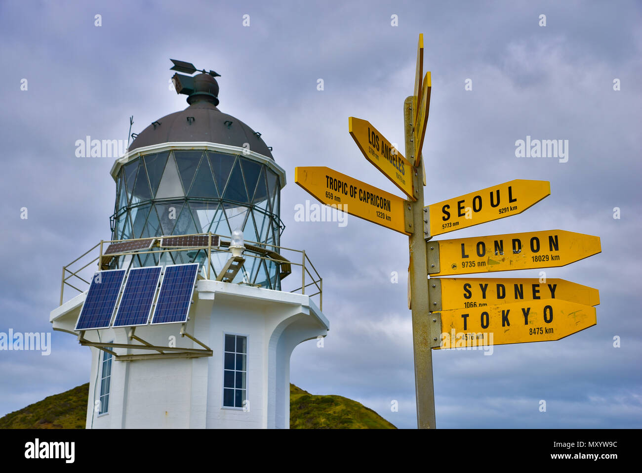 Cape Reinga Faro, Isla del Norte, Nueva Zelanda Foto de stock