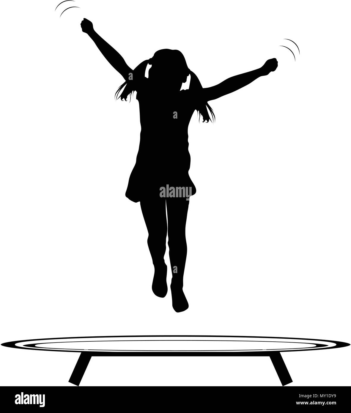 Chica Saltando En Trampolín Silueta Vectorial Imagen Vector De Stock