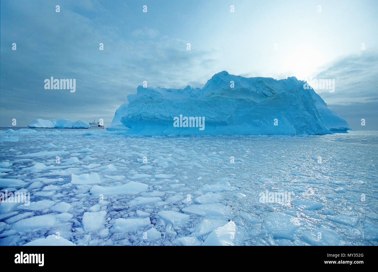 Polarmeer, Treibeis und driftende Eisberge, Antarktis | Océano Ártico, flotan témpanos de hielo y los icebergs, Antártica Foto de stock