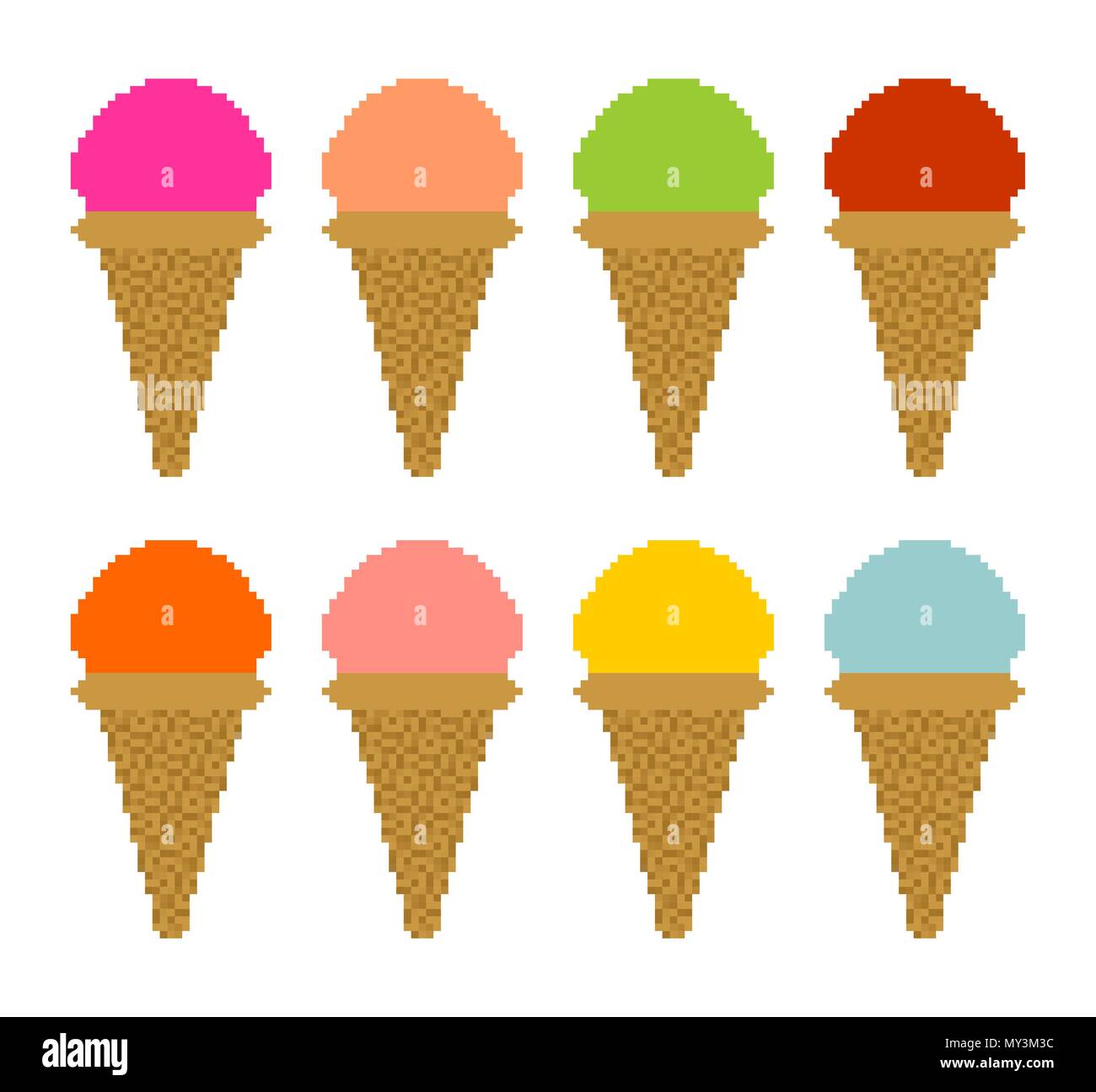 Juego de helados píxel art. 8 bits Icecream ilustración vectorial Imagen  Vector de stock - Alamy