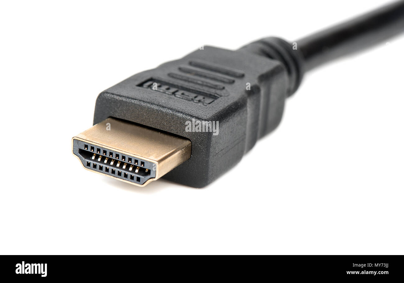 Cable HDMI de cerca sobre fondo blanco Fotografía de stock - Alamy