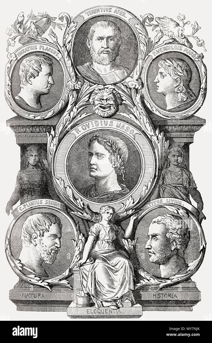 Autores romanos antiguos, filósofos e historiadores. Foto de stock