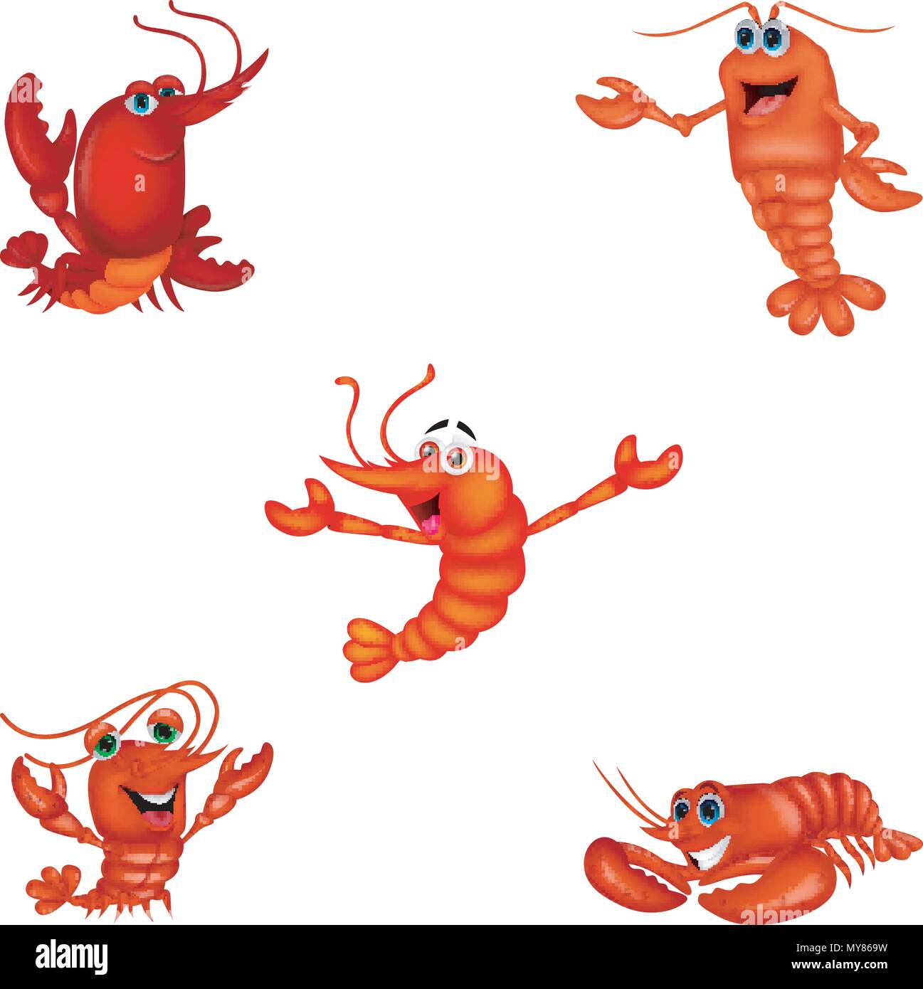 Conjunto de colección de crustáceos de dibujos animados Imagen Vector de  stock - Alamy