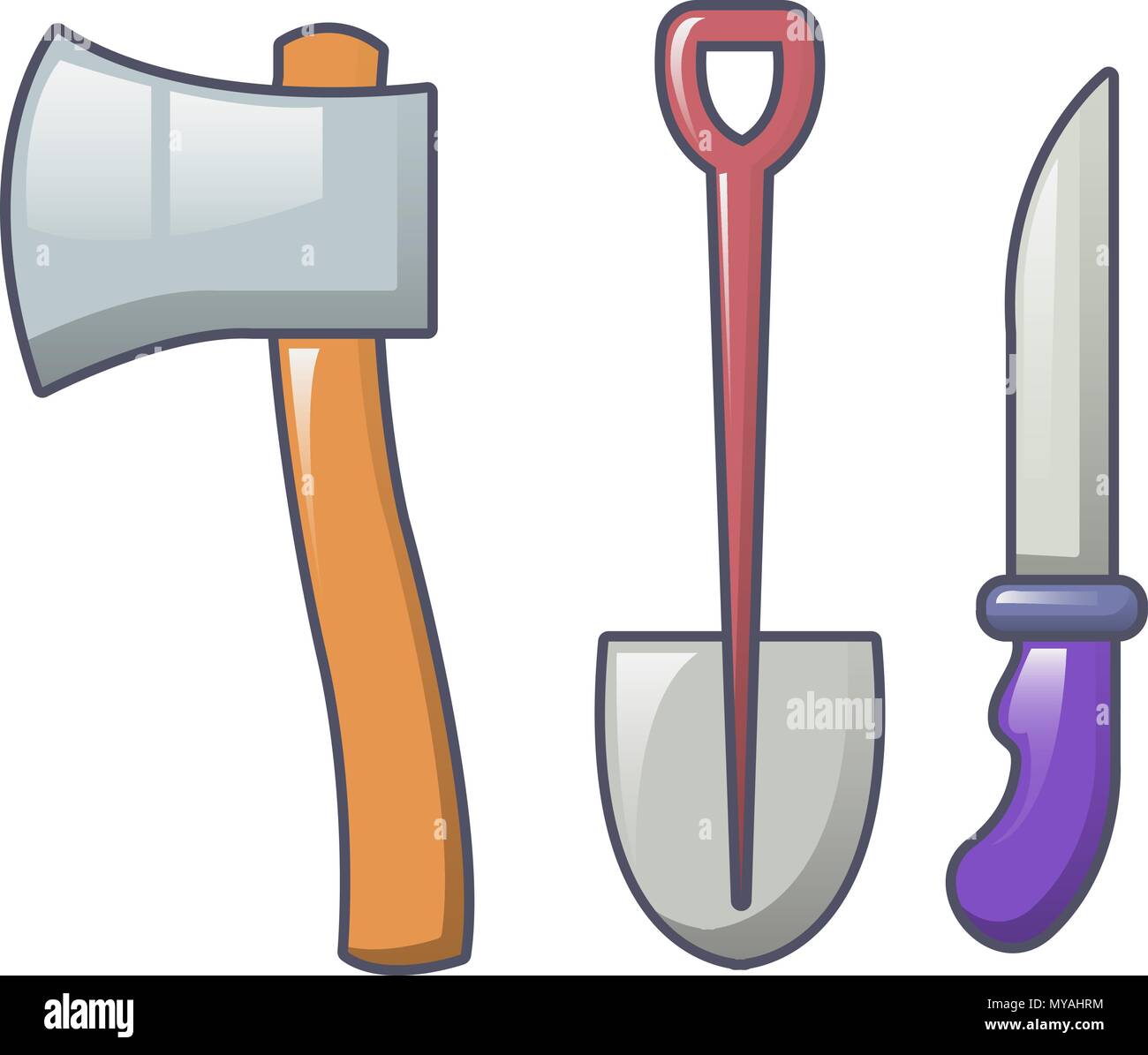 Hacha, pala, cuchillo, icono de estilo de dibujos animados Imagen Vector de  stock - Alamy