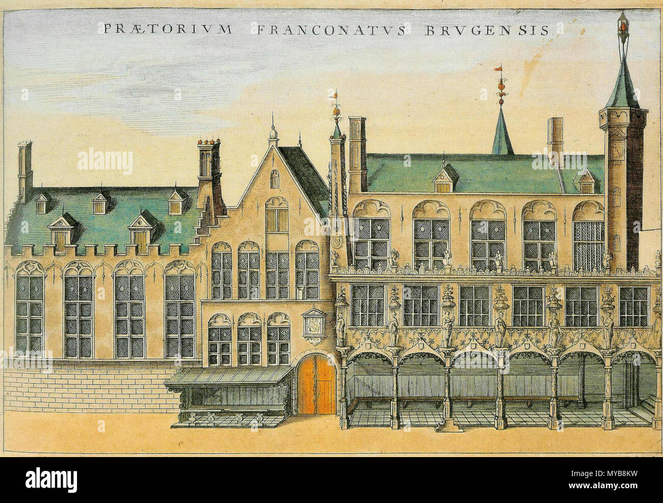 Briesje impliciet zelf Het Nederlands Landhuis van het Brugse Vrije op de Burg te Brugge (België).  En 1440, Gebouwd de galerij rechts en Gotische stijl werd gebouwd en 1532.  En 1722 die plaats