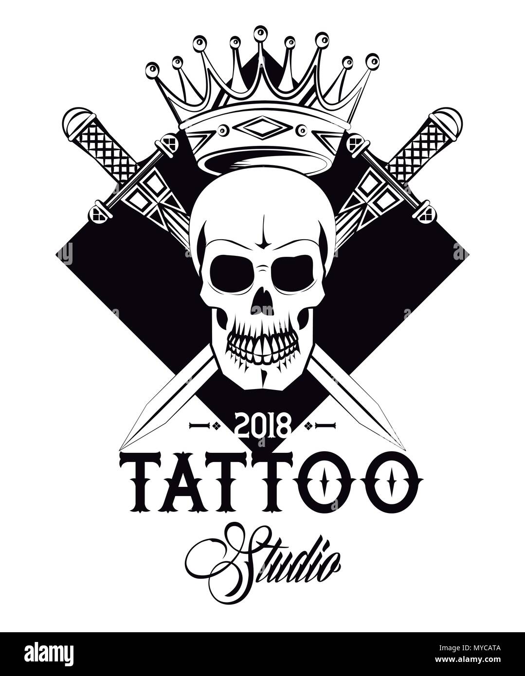 Tattoo Studio diseño en blanco y negro Imagen Vector de stock - Alamy