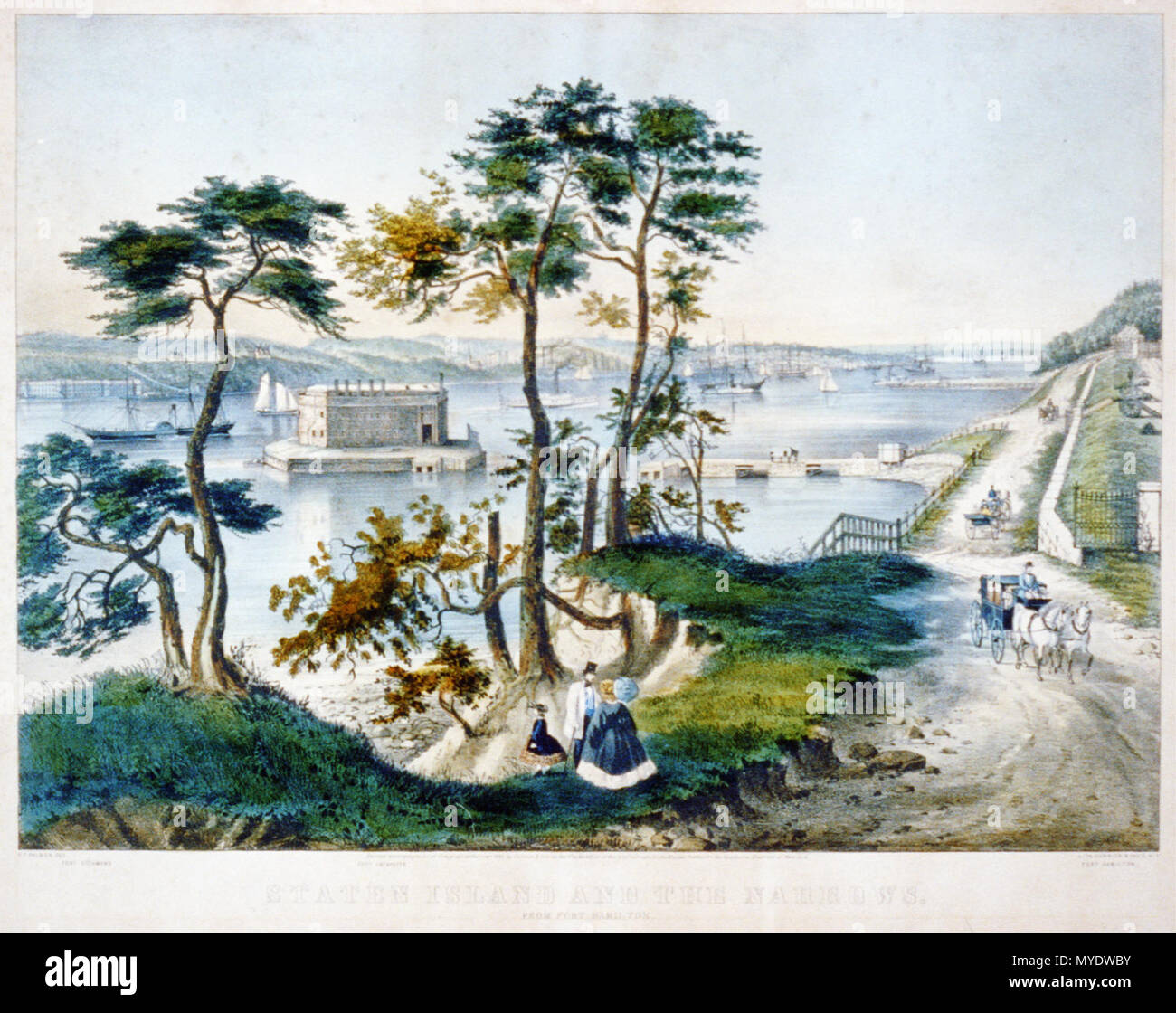 C. 1861 - Staten Island y el Estrecho de Fort Hamilton Foto de stock