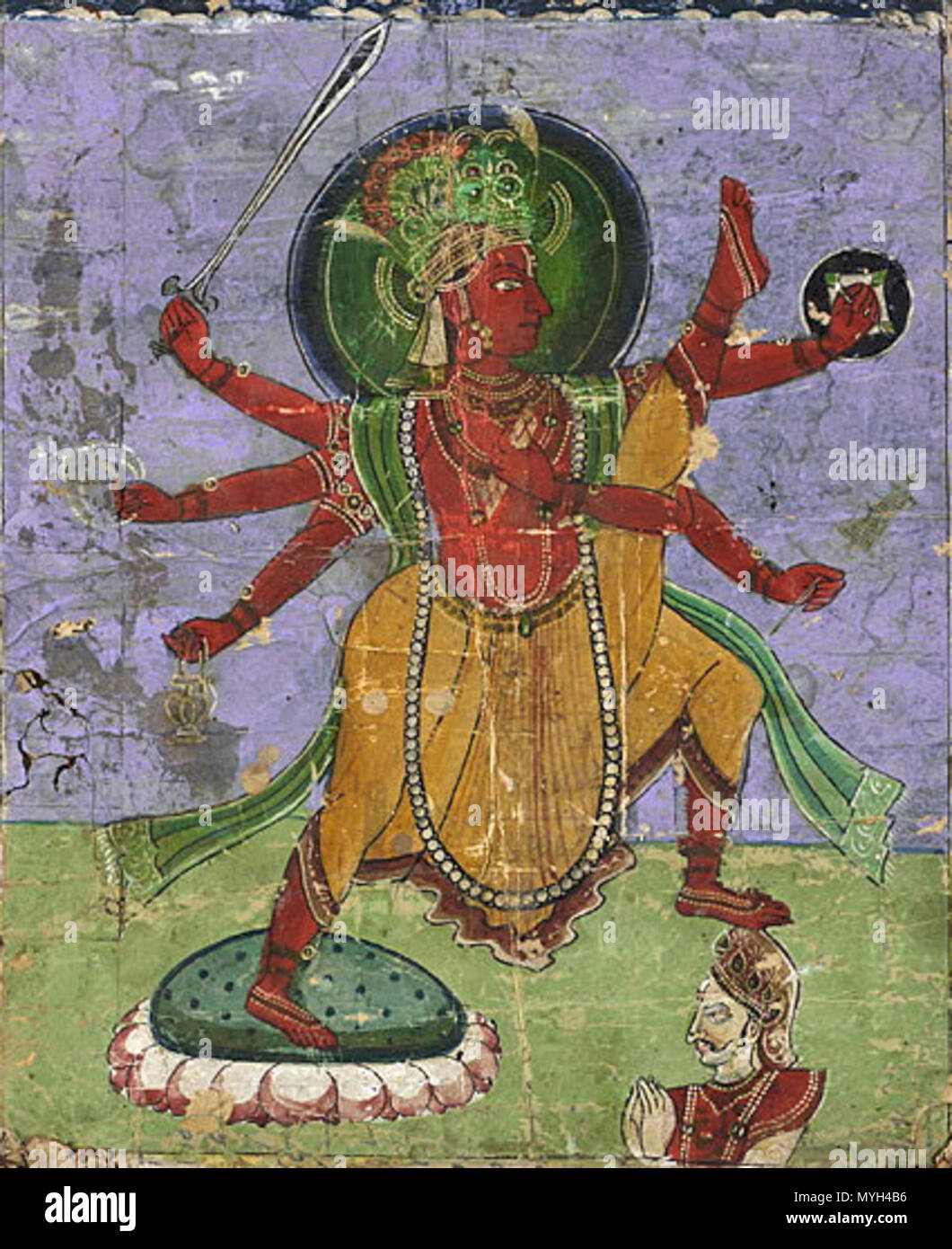 . Encarnación enana de Vishnu (Vamana- Trivikrama), pintura, acuarela, acuarela sobre papel opaco, 11 5/8" x 9 3/4". (29.53 x 24.8 cm) realizados en: Nepal don de Ann Rohrer (M.84.58.1) . Siglo xix 545 Vamana1 Foto de stock