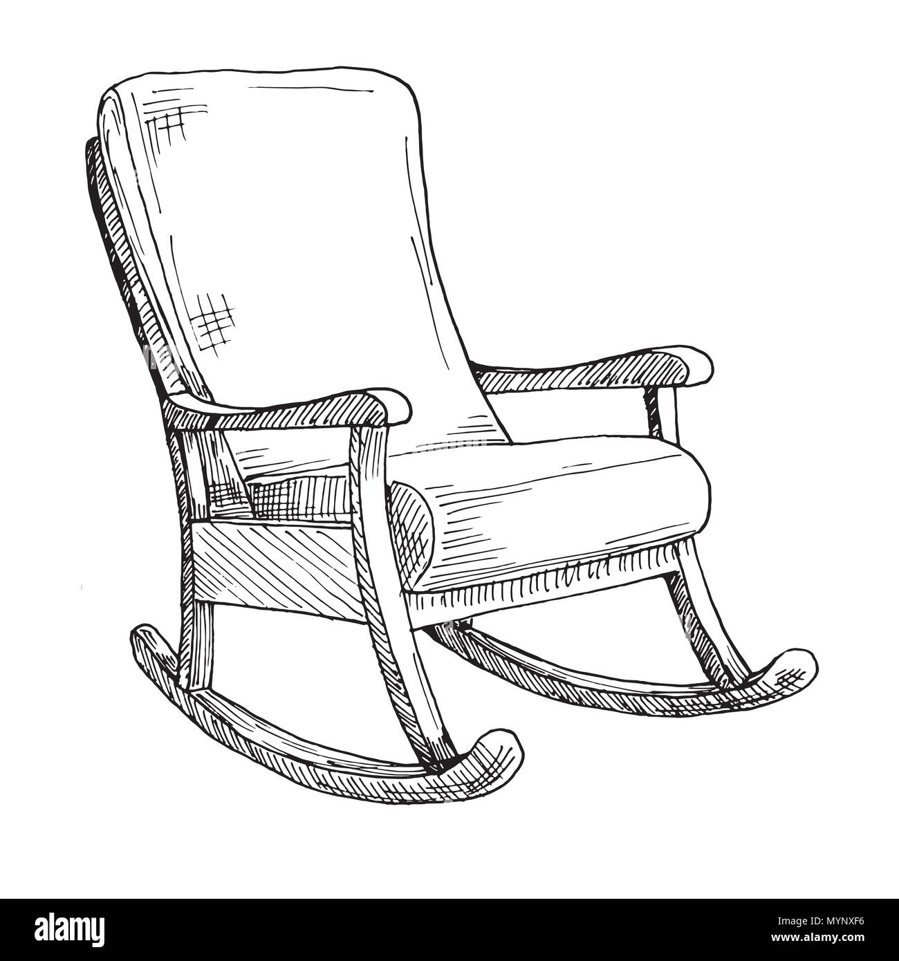 Mecedora aislado sobre fondo blanco. Hacer un boceto de un cómodo sillón.  Ilustración vectorial Imagen Vector de stock - Alamy