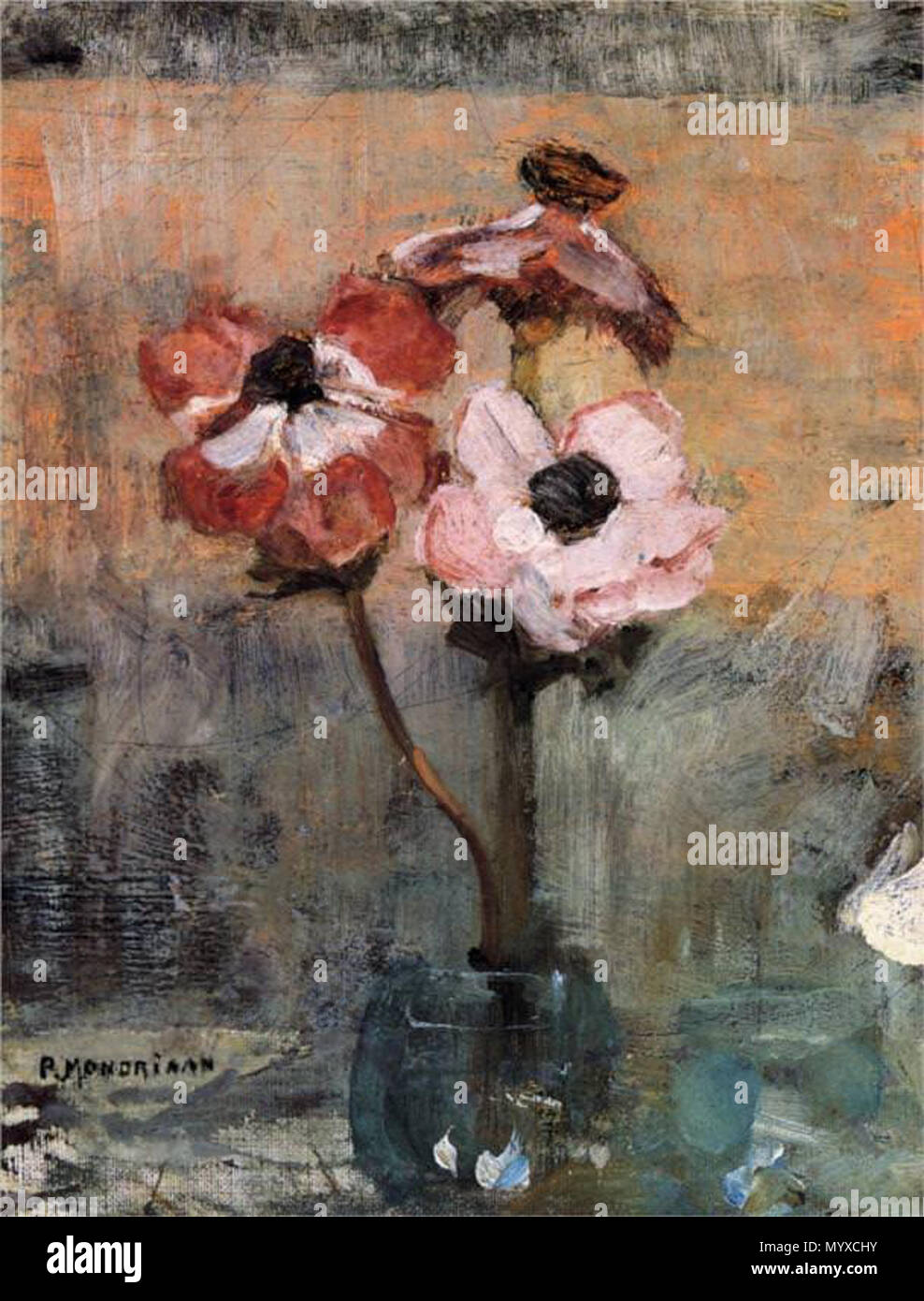 . Inglés Anémonas en un jarrón Piet Mondriaan 1906 . 1906. Piet