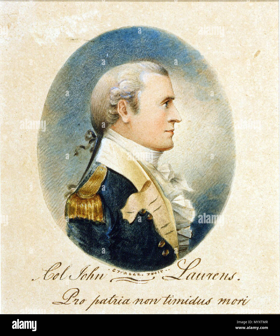 . Inglés el Coronel John Laurens, dibujo de Charles Fraser (17821860