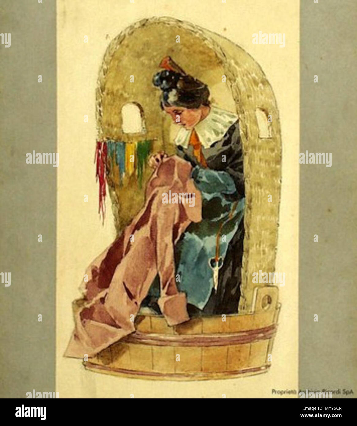 Inglés: Descripción: La bohème Acto II diseño de vestuario para 'la  rappezzatrice' (la ropa remendadora) para el estreno mundial, el Teatro  Regio di Torino, el 1 de febrero de 1893. Artista: