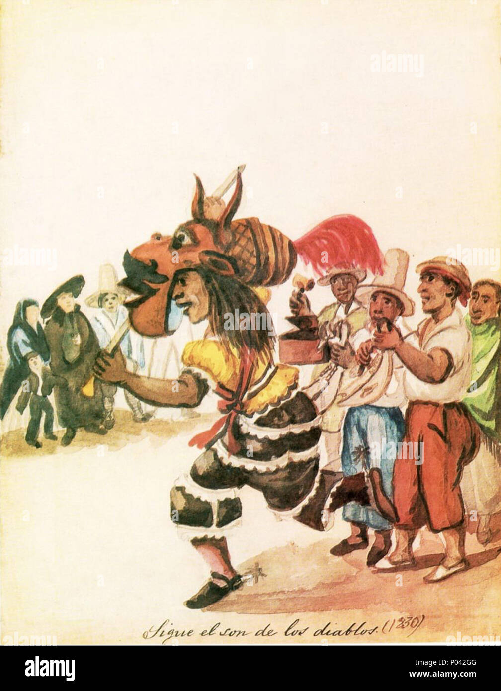 Español: Acuarela de Pancho Fierro (Lima, 1807 - Lima, 1879) . 1830. Pancho  Fierro 93 Sigue el son de los diablos (1830 Fotografía de stock - Alamy