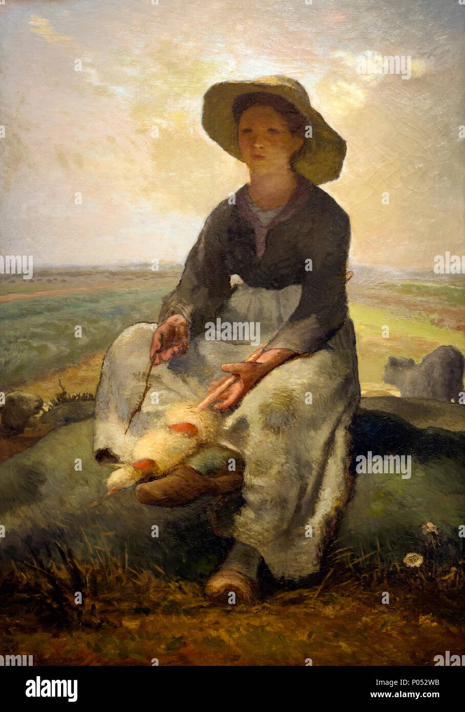 Joven Pastora, Jean-Francois Millet, circa 1870-1873, Museum of Fine Arts, Boston, Mass, Estados Unidos, América del Norte Foto de stock