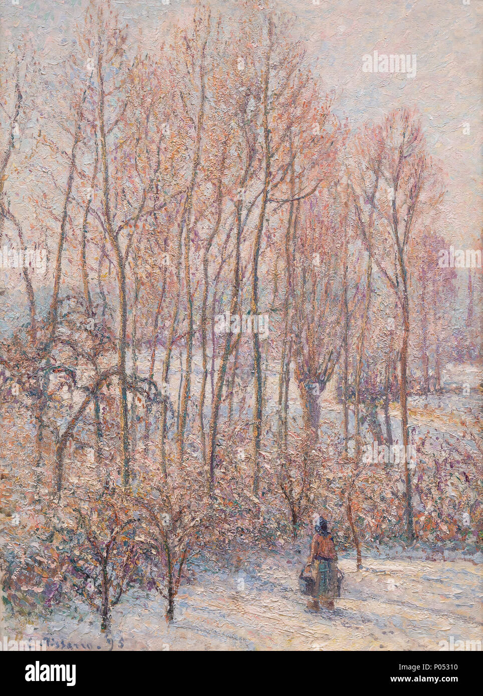 La luz del sol de la mañana en la nieve, Eragny-sur-Epte, Camille Pissarro, 1895, Museum of Fine Arts, Boston, Mass, Estados Unidos, América del Norte Foto de stock