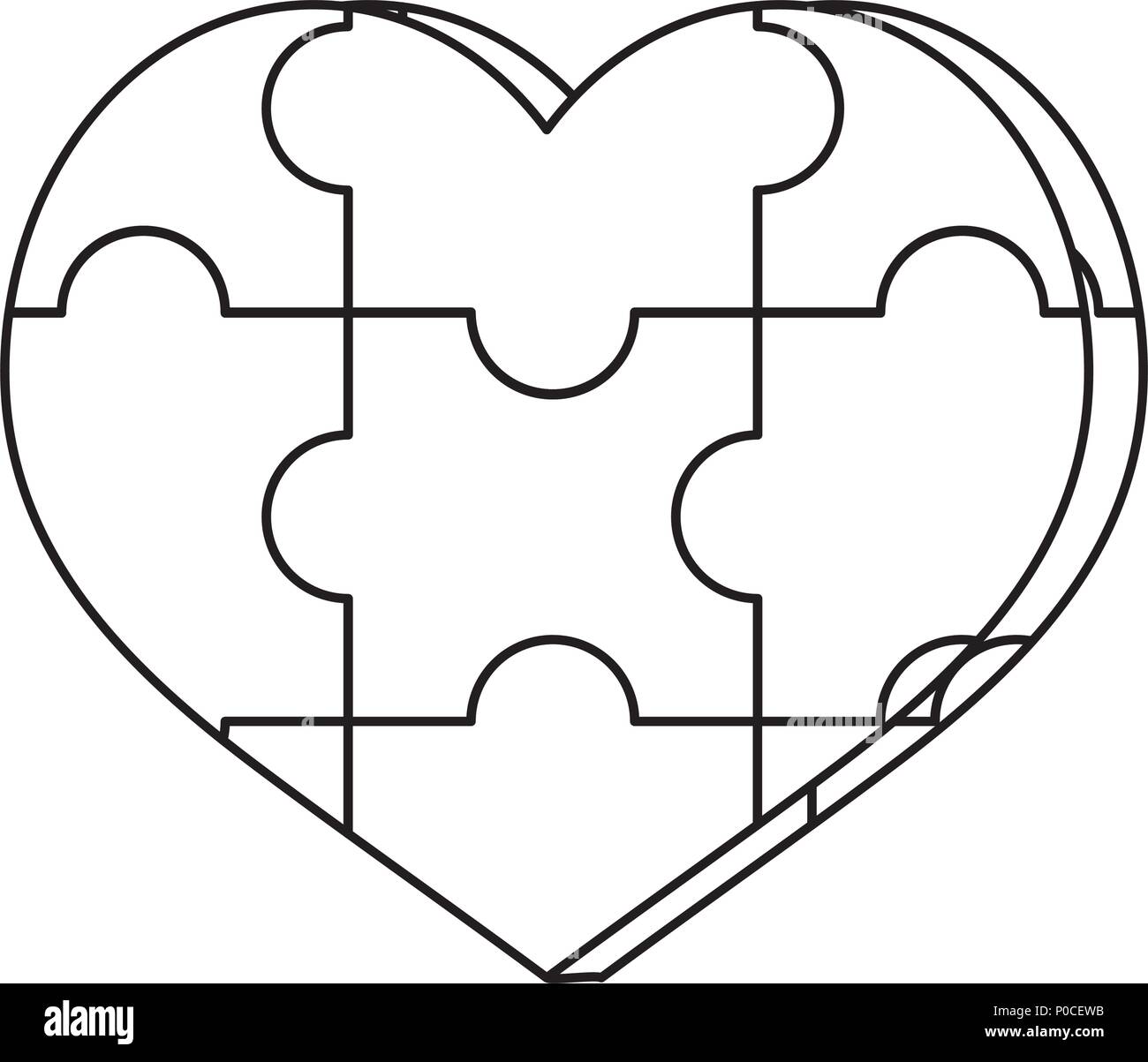 Piezas de un rompecabezas en forma de corazón sobre fondo blanco,  ilustración vectorial Imagen Vector de stock - Alamy