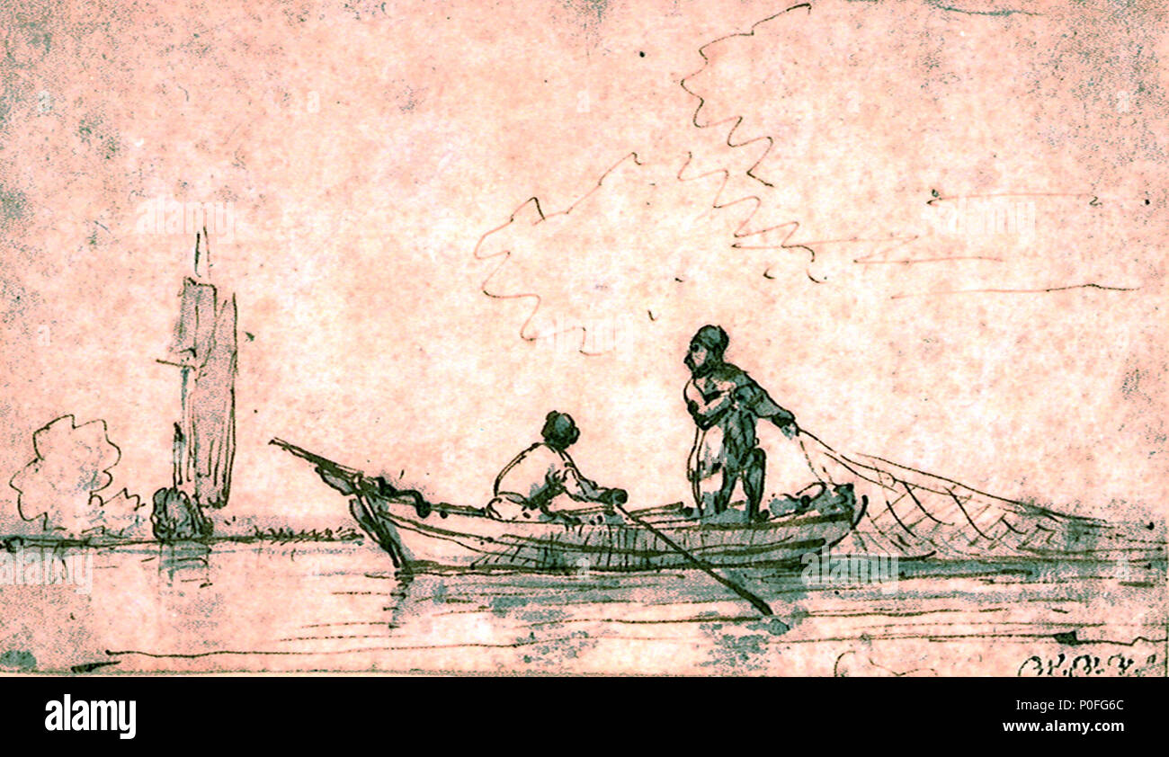 Inglés: Un wherry pesca costera local la vida es interrumpido temporalmente  por cuestiones de estado en este dibujo. Ella representa un wherry, visto  desde antes de que el puerto la viga