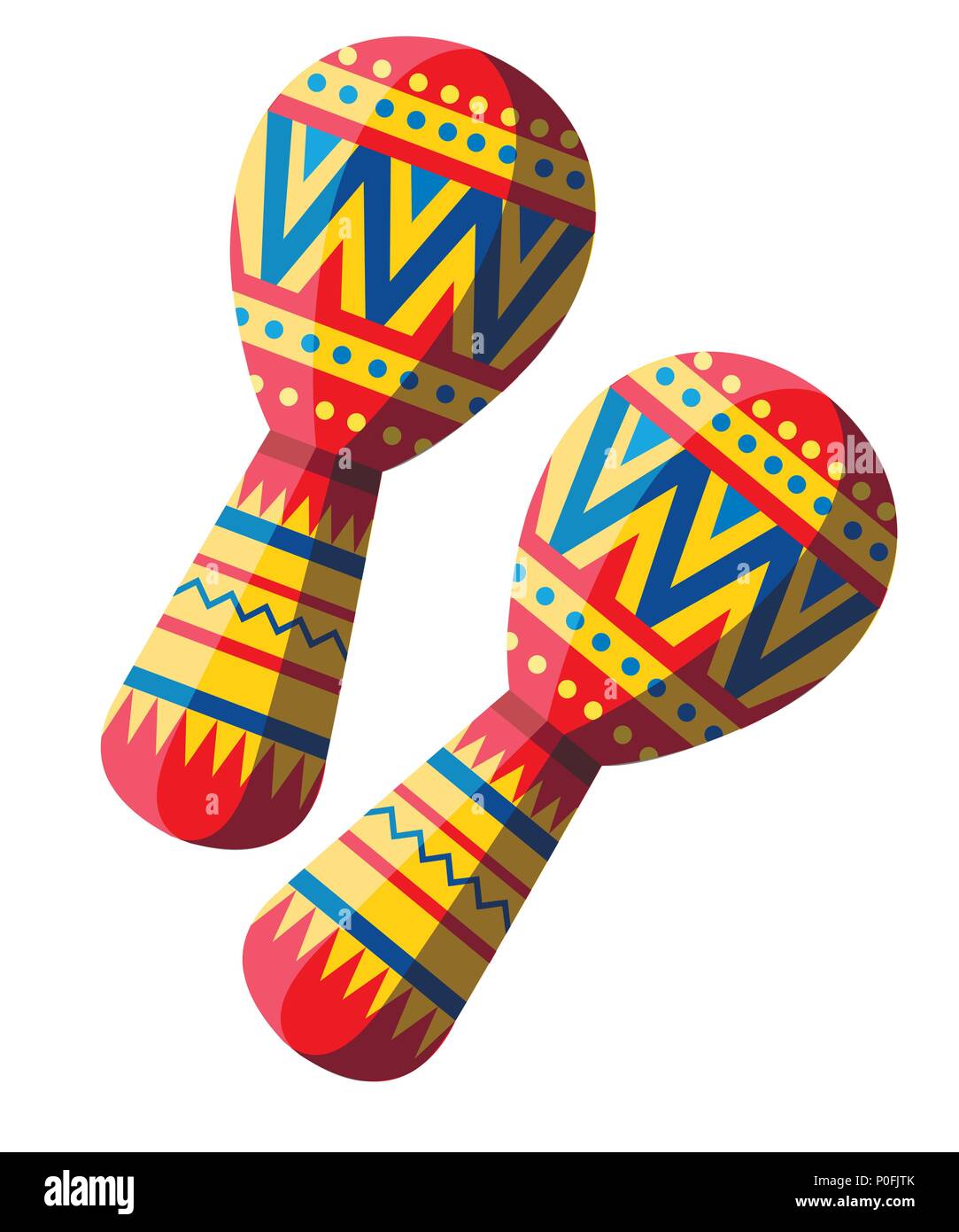 Ilustración vectorial de coloridas maracas. Par maracas icono plano