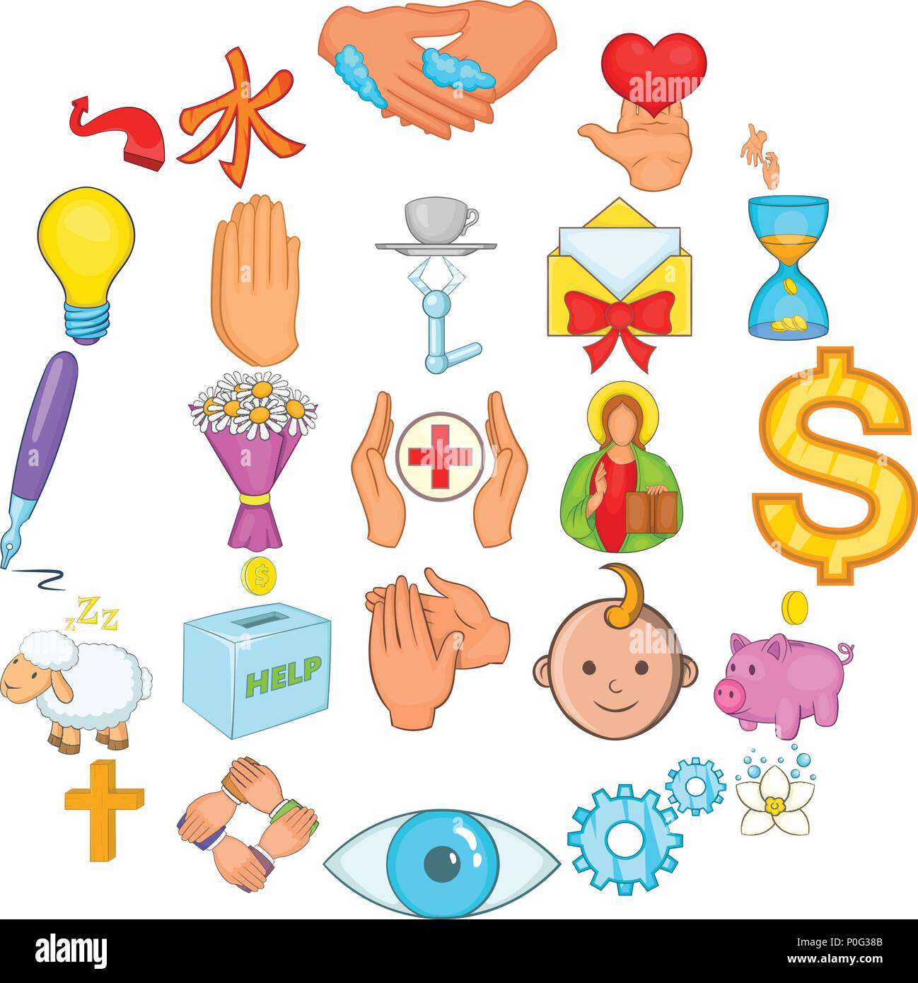 Los iconos de la bondad, del estilo de dibujos animados Imagen Vector de  stock - Alamy