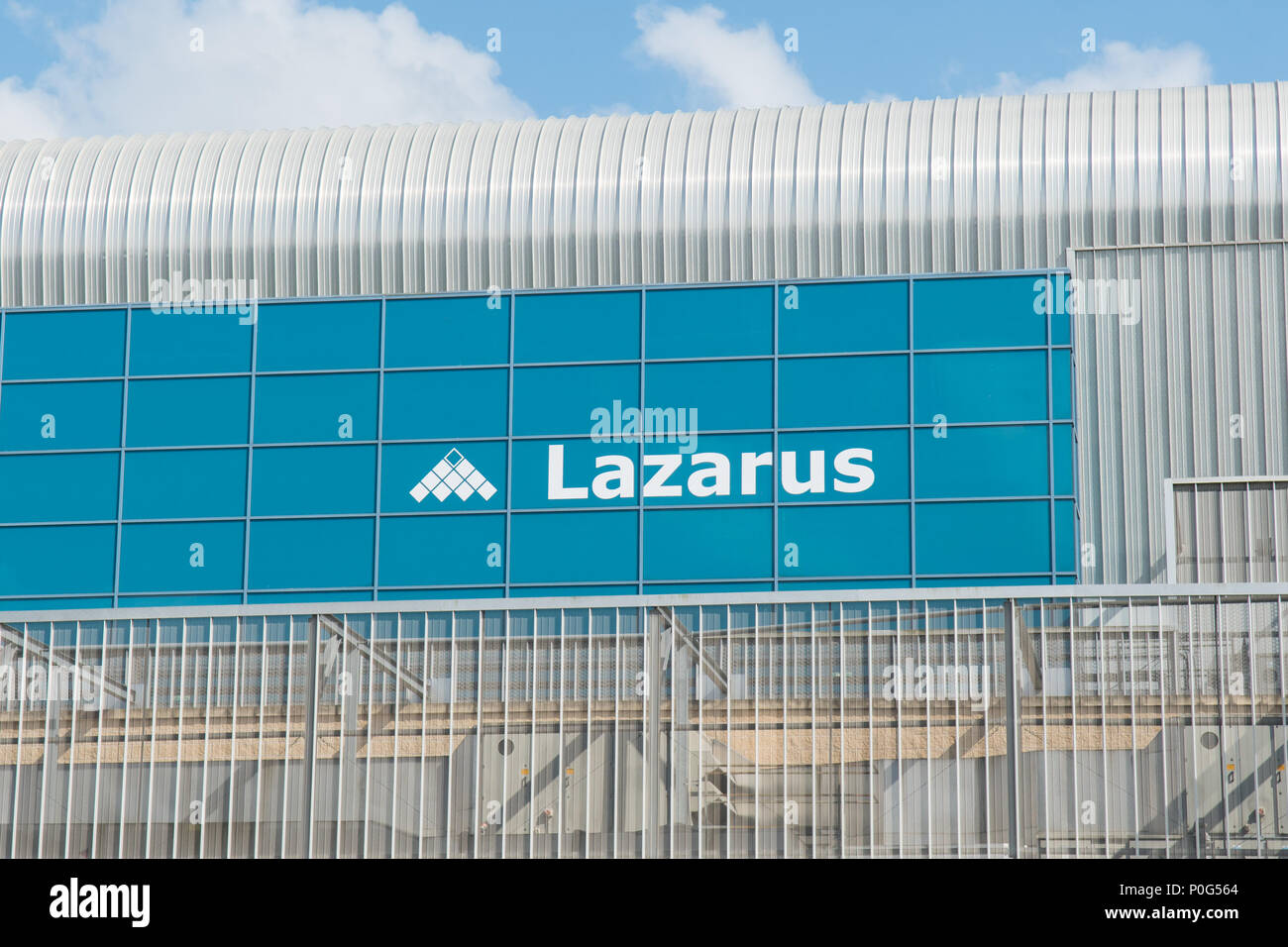 Propiedades de Lazarus signo, el Hipódromo de Doncaster, Doncaster, South Yorkshire, Inglaterra, Reino Unido. Foto de stock