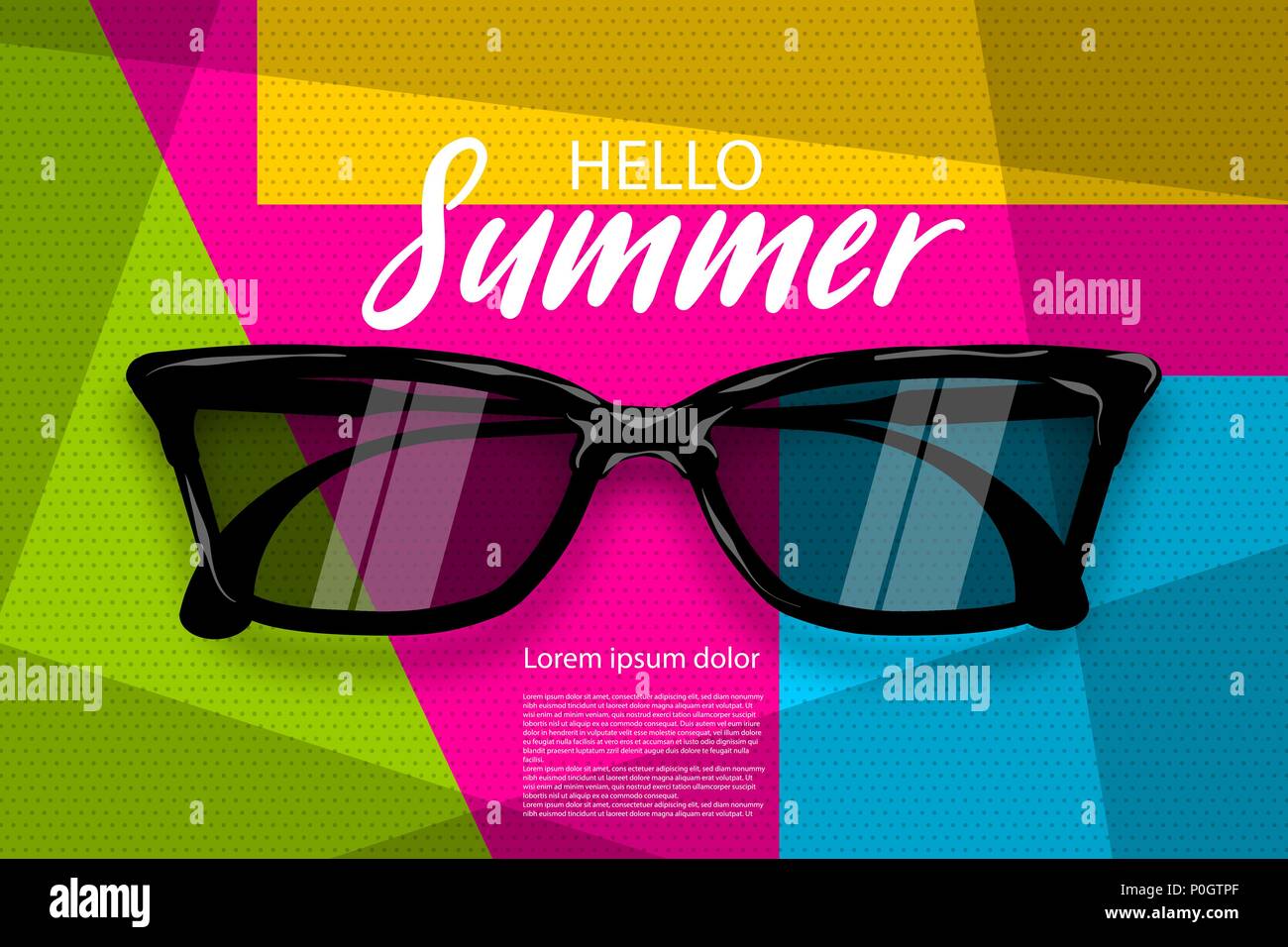 Gafas de sol de verano arte pop de semitono Ilustración del Vector